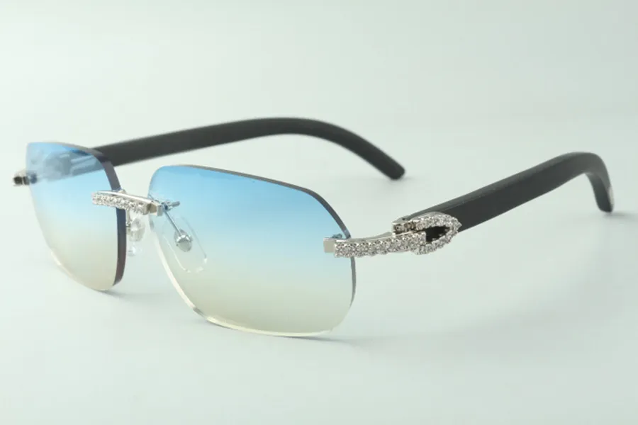 Прямые продажи средних алмазных солнцезащитных очков 3524024 с черными деревянными храмами дизайнерские очки, размер: 18-135 мм