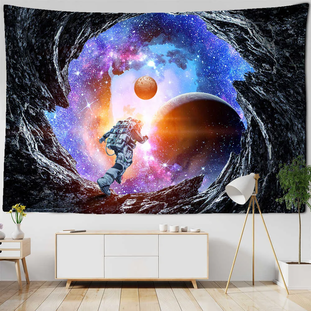 Spaceman Astronaut Wall Hanging Moon Tapestry Amazon Psychedelic Polyestry Printed Tapestries Childrens Bedroom Background Decor Wall Carpet 210609 From Xue009 2.38 DHgate.Com