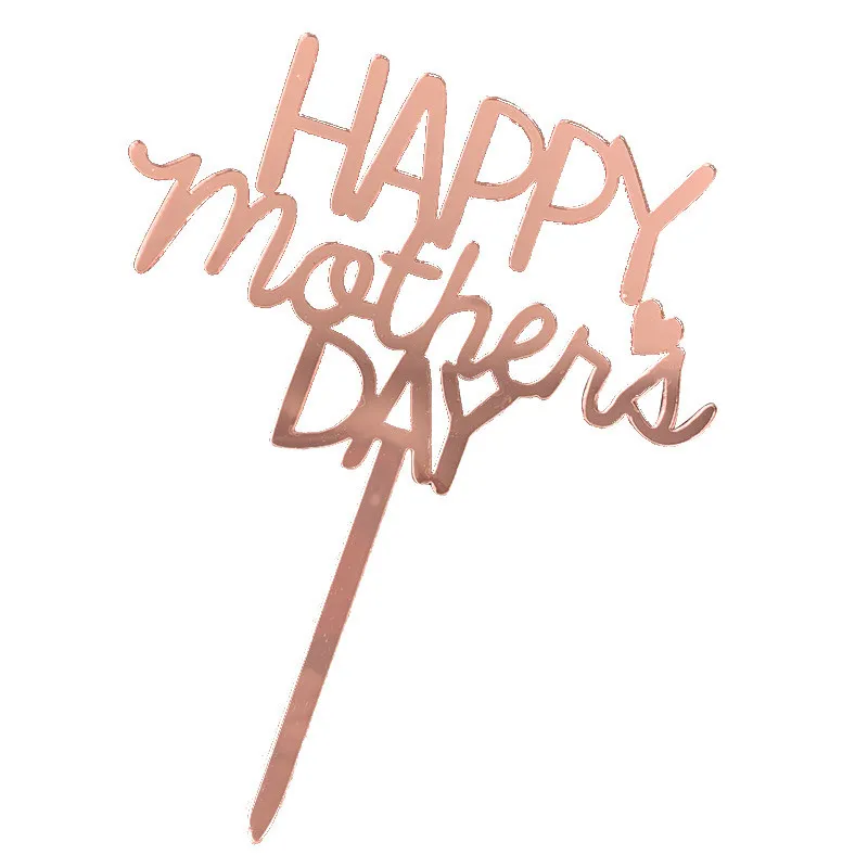 Party Happy Mothers Day Cake Topper Akrylowe Różowe Złoto Najlepsza Mama Wieczba UrodzinyDecoration Day Piekarnia Drzwi Drzwi