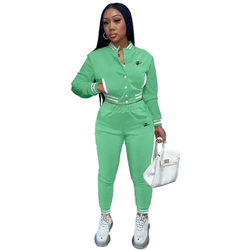 Mulheres agasalhos conjunto de duas peças designer inverno uniforme de beisebol jaquetas sweatpants outfits sweatsuits joggers calças ternos 20 estilos