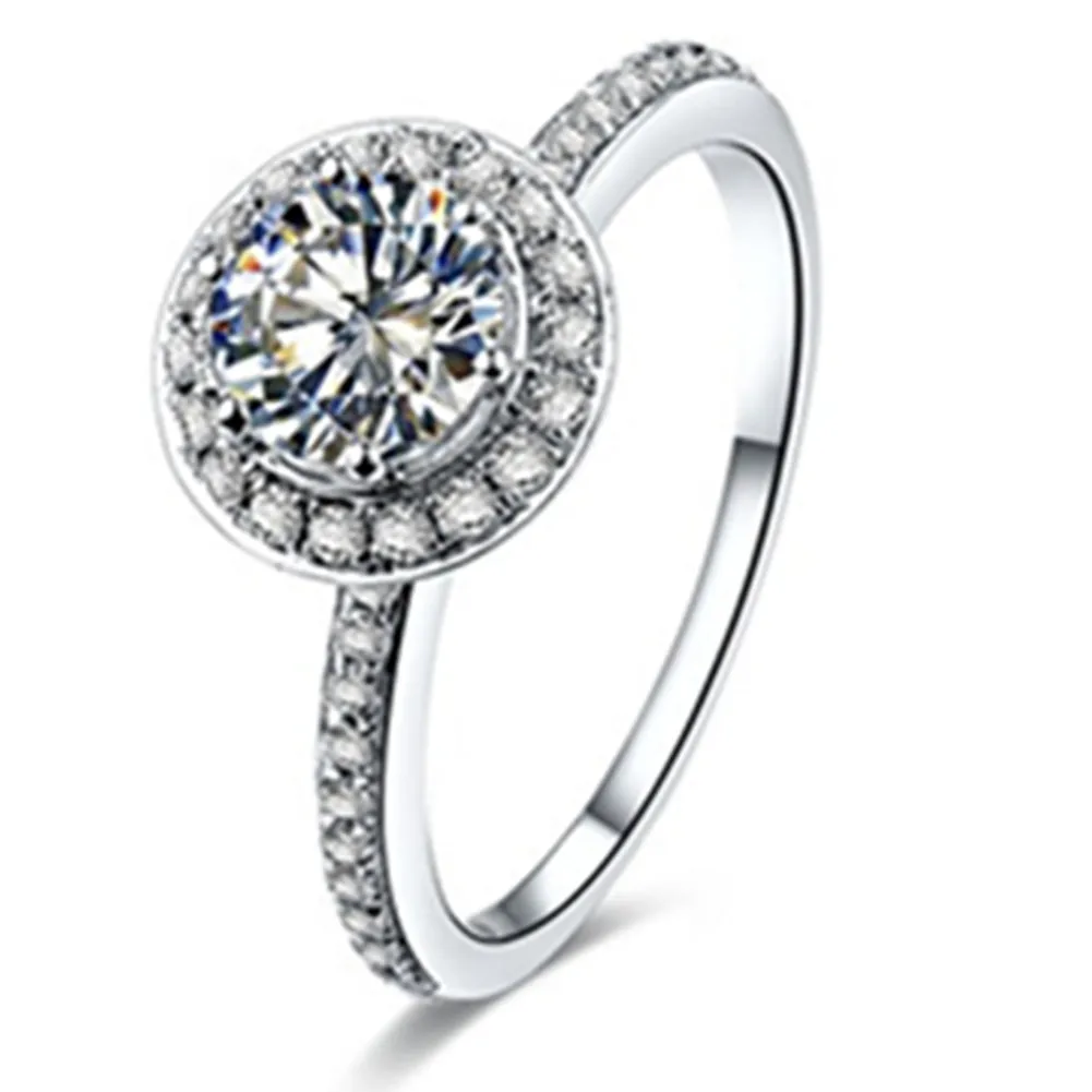 Genuine 925 Sterling Silver Ring 1ct NSCD simulou anel de noivado de diamante para mulheres marca jóias presente de casamento