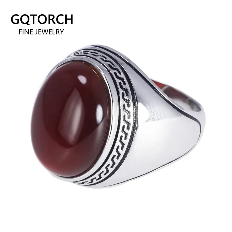 d silver s925 mens ringar enkel design turkisk ring för man med stenar multi färg oval form onyx kalkon smycken 211217