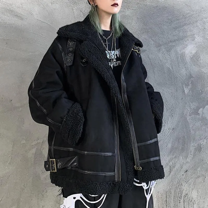 Womens Gothic Punk Down Parka Winter Jacket With Oversized BF Style Pocket Retro Streetwear Harajuku Chic Oversized Black Coat For Warmth And Style From Cutee 42.39 DHgate.Com