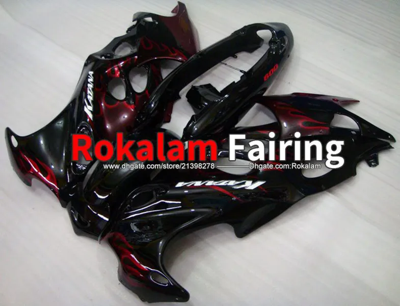 Carenado negro llama roja para Suzuki Katana GSX600F GSX750F 05 06 2005 2006 GSX 750 F GSX 600 F Body Cowl