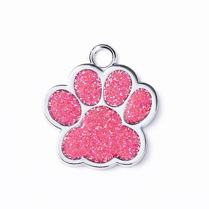 Metal Pet Tag Çinko Alaşım Aksesuarları Epoksi Kimlik Kartı Köpek Marka Ayak İzleri Şekli Kedi Köpek Yaka Takı Aksesuar