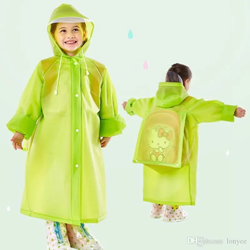 Fashion School Bag Hooded Raincoat Eva Raincoats Barn Poncho Kids Rainwear Travel Rain Coat Vattentät regnkläder 5 färger xdh0737