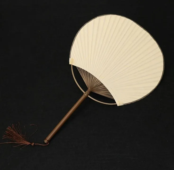 Japanese Style White Paddle Hand Fan With Tassels Party Favors Gifts Craft Fans Wedding Souvenir SN3096