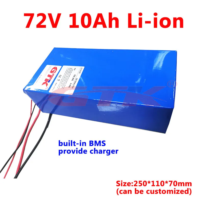 Batterie de batterie rechargeable au lithium GTK 72V 10ah Li ion Batterie avec BMS pour le kit de scooter électrique de 1500W Kit de golf chariot + 2A chargeur