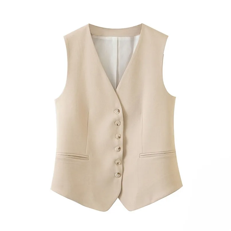 Kamizelka damska One-Breasted Work Wear Slim Krótki Veste Femme Jesień Waistcoat Office Lady Bez Rękawów Kurtka 210915