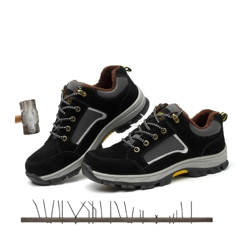 Anti-smashing Anti-piercing Safety Shoes Men's Breathable Steel Toe Cap Workshop Site Protective 211217