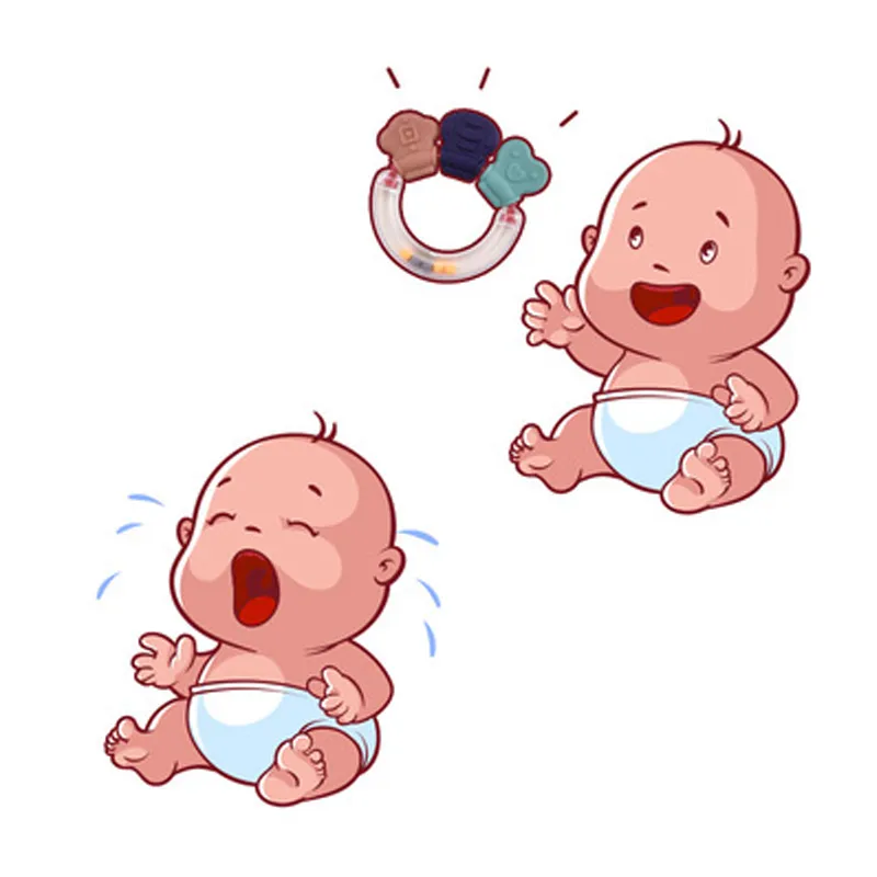 6-12 pezzi / set giocattoli di teether 0-12 mesi vecchio cartone animato tenuto a mano morbido sonaglio bambino neonato educazione