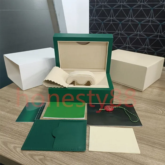 hjd High quality Green Watch box Cases Paper bags certificate Original Boxes for Wooden mens Watches Gift bags Accessories handbag 126710 116610 126610 126610