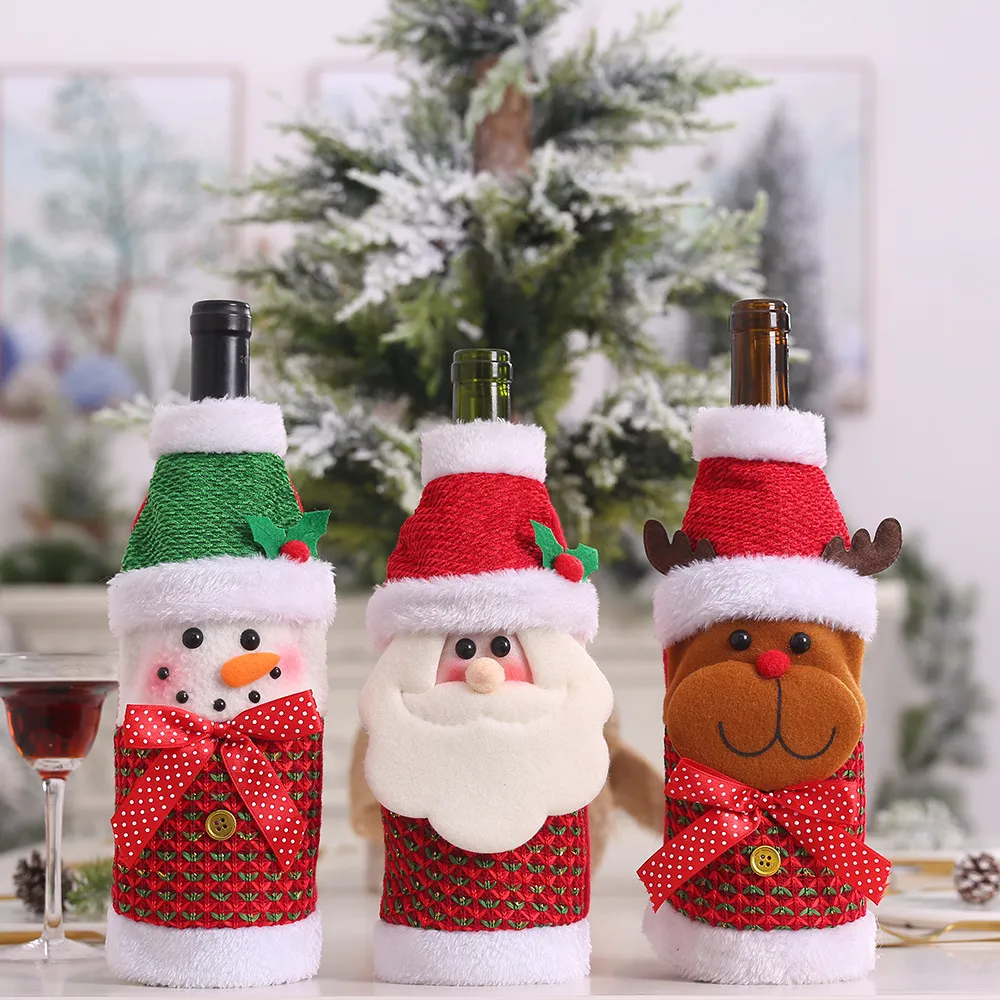 Christmas Wine Bottle Cover Champagne Sweater Santa Reindeer Snowman Xmas Party Decorations Table Ornaments XBJK2109