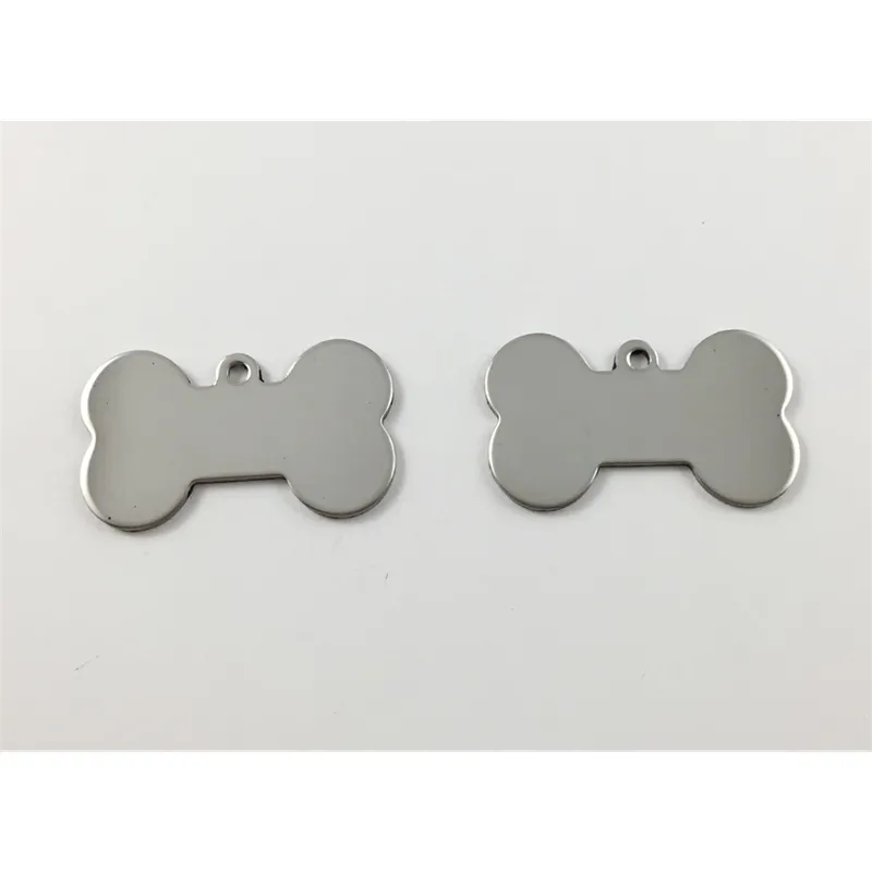 100 teile/los Knochen Form Edelstahl Blank Stamping Hund Personalisierte Haustier Tags 210201