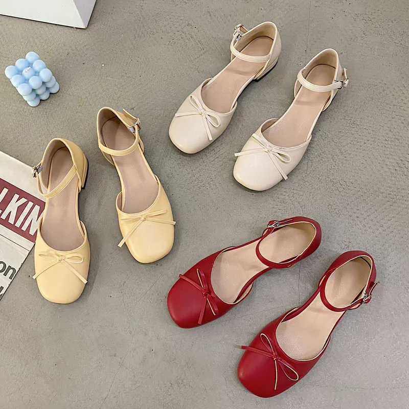 女性サンダル夏の靴足首ストラップドレスSES女性フラットBowtie Princess Shue for Girls Square Toe Zapatos Mujer 9304C Y0721