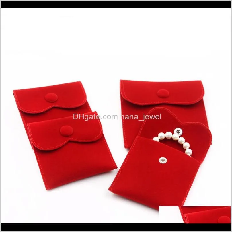 jewelry gift packaging envelope pouch with snap fastener dust proof jewellery storage bags made of double sided velvet with assorted