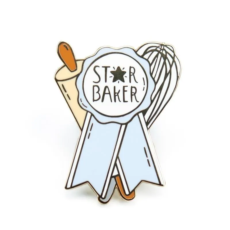 Épingles Broches STAR BAKER Épinglette en émail Épinglettes Badge Brooch213Q