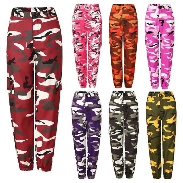 Calças para mulher Primavera Outono Camo Carga Calças Ao Ar Livre Camuflagem Impressão Calças Esportivas Calça Casual para Roupas Femininas 2021 Q0801