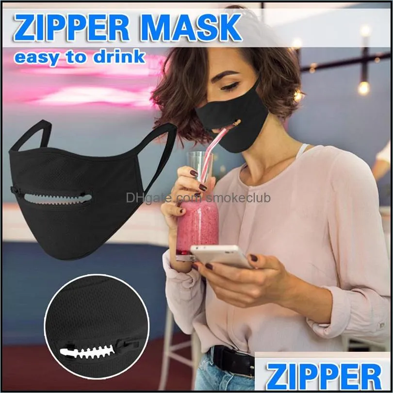 2020 new Creative Zipper Face Mask Zipper Design easy to drink Washable Reusable Covering Protective face masks Epacket