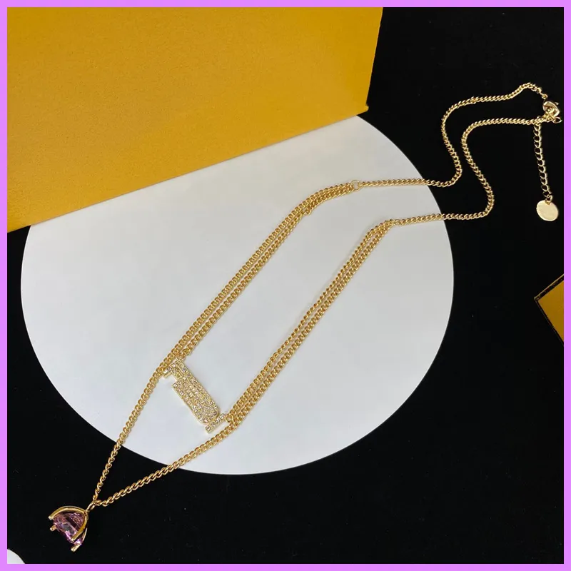 Street Fashion Chain Necklace Womens Designer Jewelry Gold Letters Necklaces With Diamonds Ladies Accessories For Party Wholesale D223093F