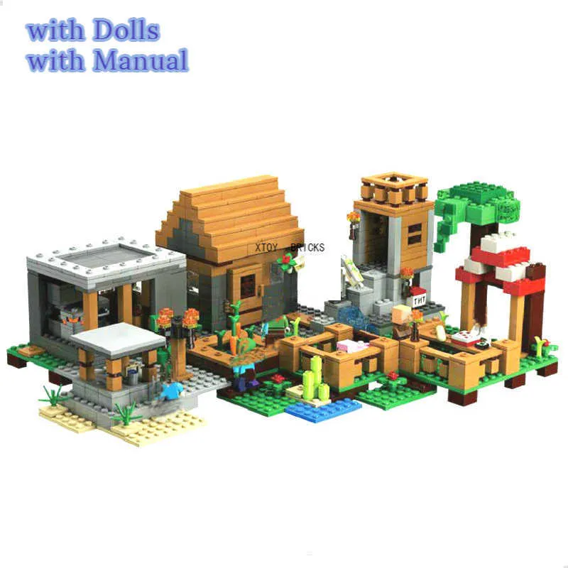 The Village Special Edition Building Blocks Set with Steve Figures Compatible DIY Toys 21128 Q0723