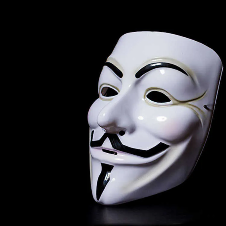 Nowy film Cosplay V do Vendetta Hacker Maska Anonimowy Guy Fawkes Halloween Party Party Prezent Dla Dorosłych Kids Film Theme Maska Q0806