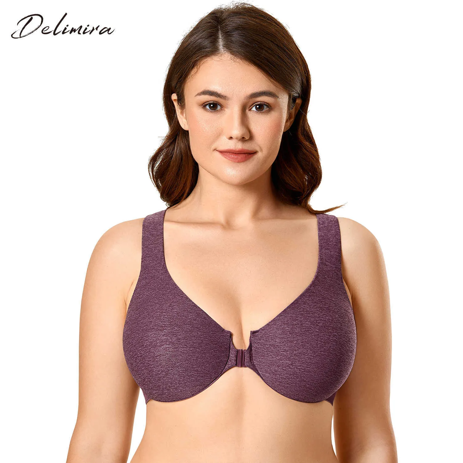 Delimira Women's Seamless Full Coverage Non Padded Front Closure Bra 210623