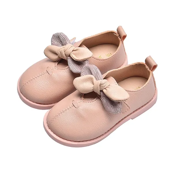 Sapatos de crianças 2019 Outono Nova Moda Princesa Bebê Bebê Solte Bottom Slip Cor Sólida PU Couro de Couro Respirável Gancho Loop Girls X0703