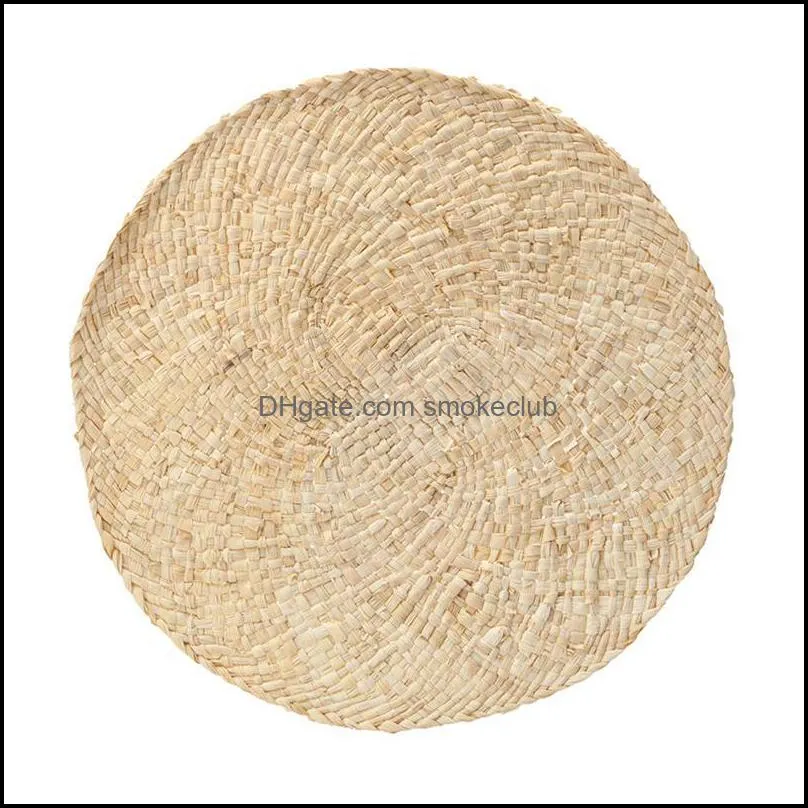 Mats & Pads Natural Corn Husk Placemats Hand-Woven Thick Thermals Insulation Pad Round Western Food Cups And Plates Bowl