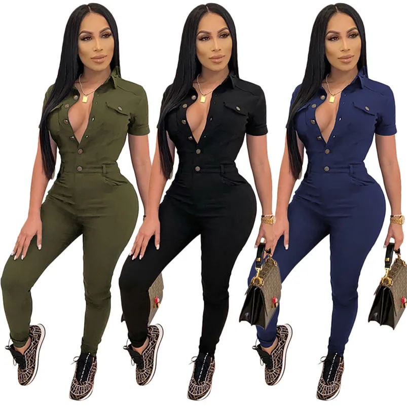 Wholesale long sleeve rompers Womens jumpsuits overalls one piece pants sexy skinny playsuit fashion solid jump suit women clothes klw7235