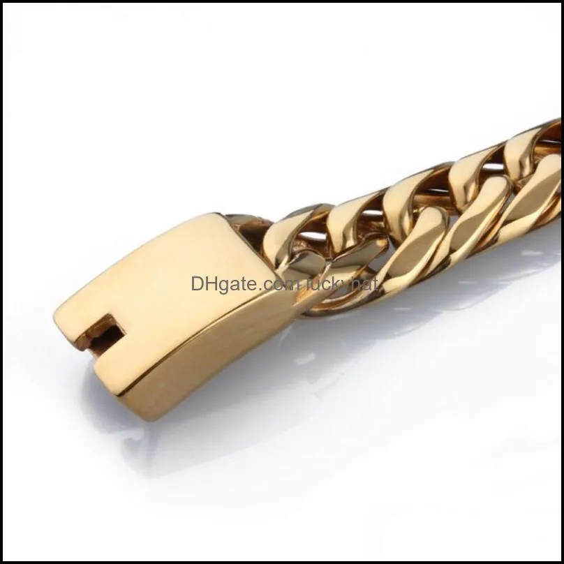 African Gold Color Link Chain Bracelets For Men 21.5cm Stainless Steel Bike Fashion Accessories Jewelry Link,