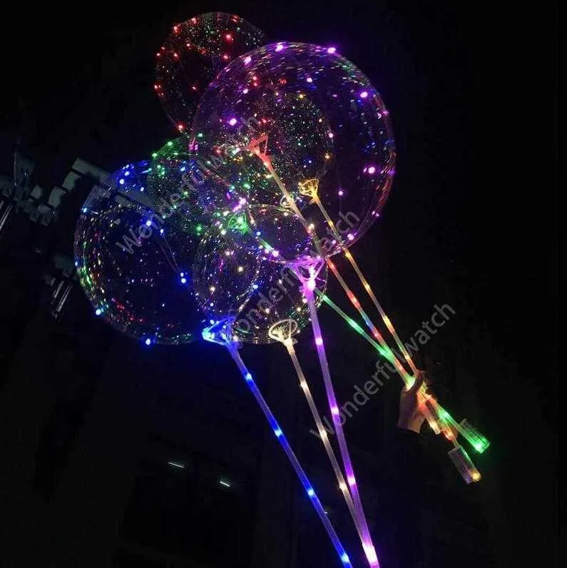 LED Bobo Ballon Avec 31.5 pouces Bâton 3M Chaîne Ballon LED Lumière De Noël Halloween Anniversaire Ballons Décor De Fête Bobo Ballons DHW57