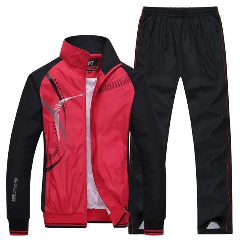 TRACKSUIT MEN PLUS STORLEK 4XL Vår Höst Two Piece Clothes Sets Casual Track Suit Sportswear Sweatsuits 210722