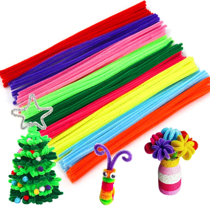 30cm Kids Plush Educational Colorful Pipe Cleaner Toys Glitter Chenille Stems Pipe Cleaner Handmade DIY Craft Supplies