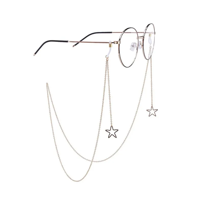 Nieuwe Mode Womens Penademe Brillen Kettingen Hollow Star Zonnebril Bril Ketting Eyewears Cord Houder Halsband Touw