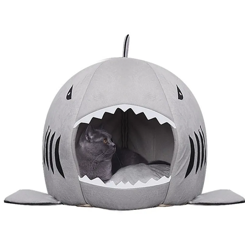 Cat's Shark Bed Houseスウィートバスケット犬のおもちゃハムスターケージ洞窟アクセサリーPet製品供給211006