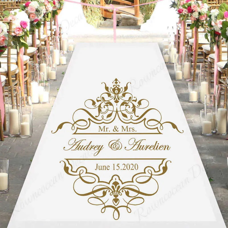 Spersonalizowany panna młoda Groom Name and Date Wedding Taniec Piętro Naklejki Vinyl Wedding Party Decoration Center of Floor Sticker 4496 210705