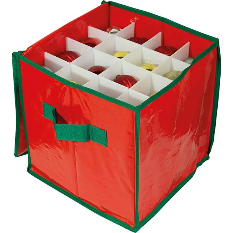 Kerstversiering Bal opbergdoos met ritssluiting 64 compartimenten Decoratie Red Bag Custom