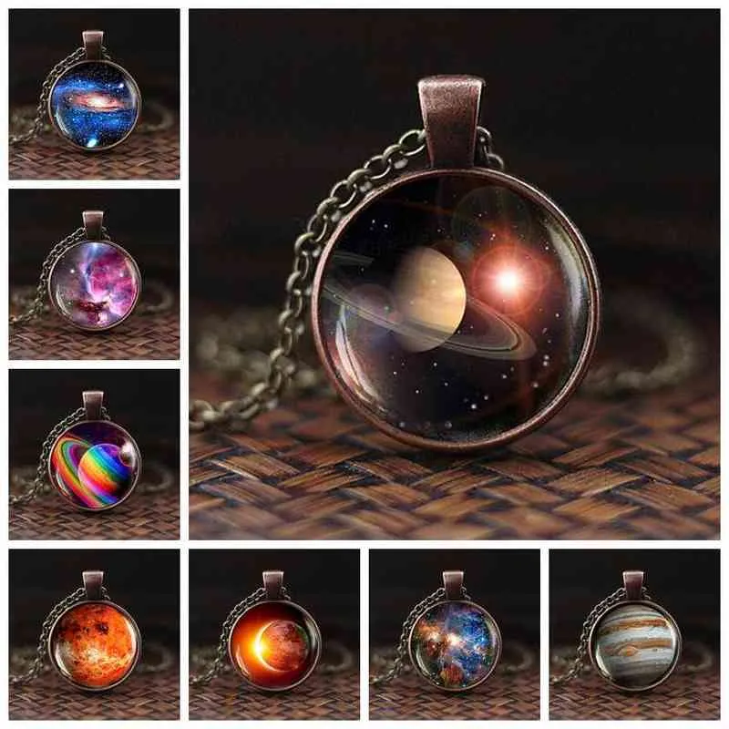 Charming Nebula Necklace Galaxy Space Glass Pendant With Solar System ...