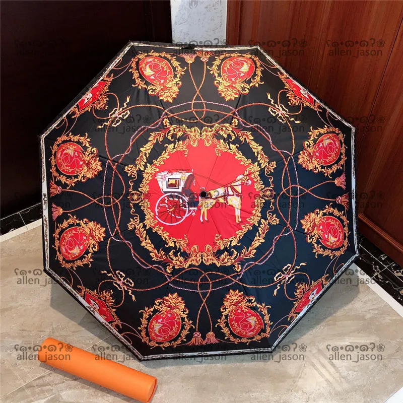 Cool Carriage Umbrellas Hipster Automatic Folding Luxury Umbrellas Top Quality Outdoor Travel Designer Multifunction Sun Umbrellas