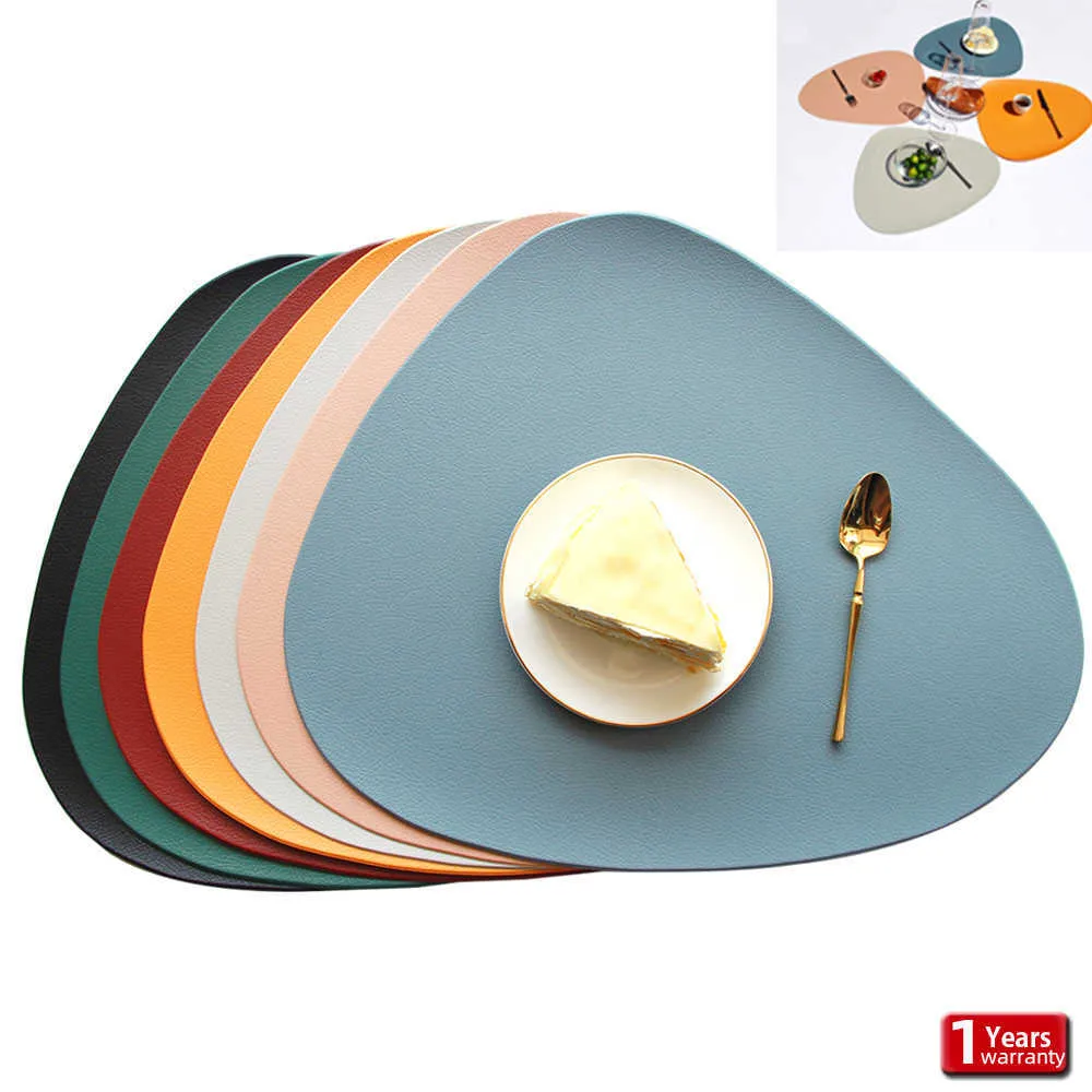Kitchen Placemat Tableware Mat With Bowl Coaster Heat Insulation PU Leather Easy To Clean Available In Multiple Colors 4 6 8 Pcs 210706