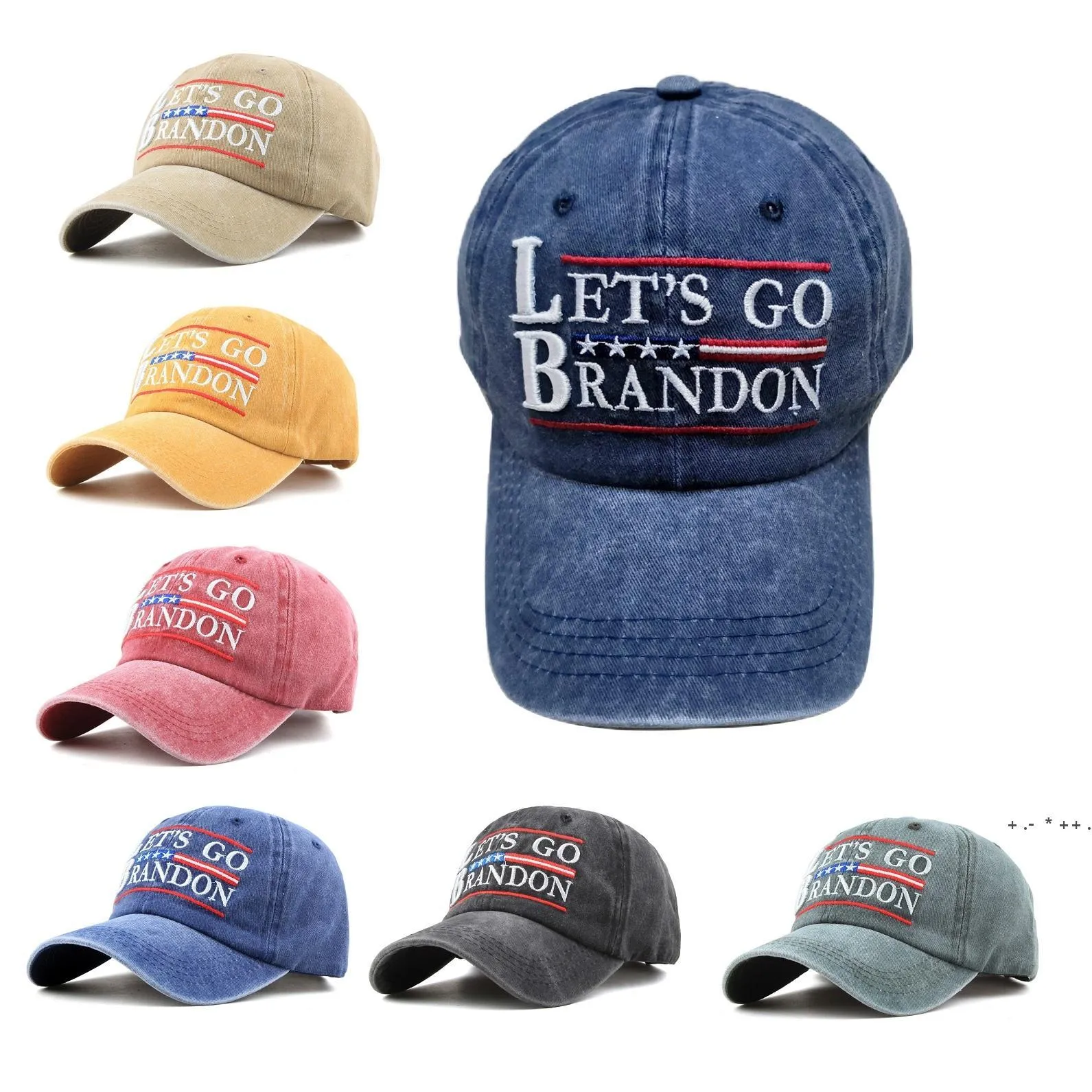 LET'S GO BRANDON Embroidered Baseball Cap Washed Cotton American Flag Cotton Men Hat Duck Tongue Hats CCB14463