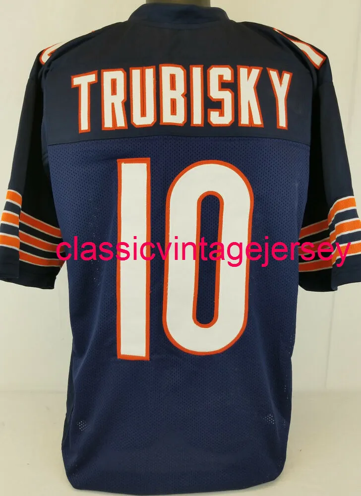 Män kvinnor ungdom mitchell trubisky anpassad sydd blå fotboll tröja xs-5xl 6xl