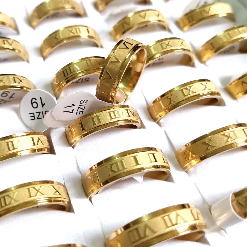 Stainless Steel Tungsten Rings For Men With Etched Roman