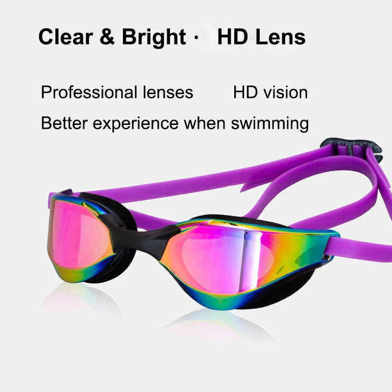 Gafas de natación profesionales para hombres y mujeres, lentes de natación  antivaho ajustables, anchas, impermeables, equipo de natación para adultos