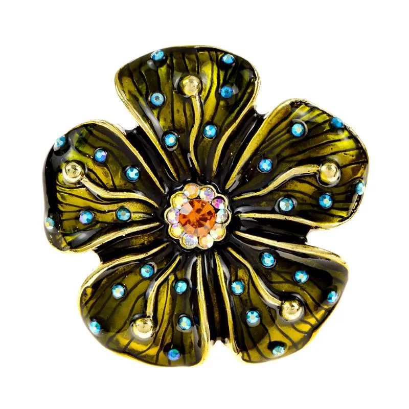 Pins, Brooches CINDY XIANG Rhinestone Flower For Women Fashion Vintage Enamel Pin Coat Dress Hat Accessories Party Jewelry Good Gift