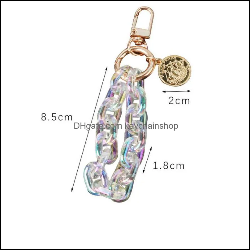 Colorful Acrylic earphone holders keyrings Keychain Charms Fashion Backpack Chain Pendant Creative Unisex