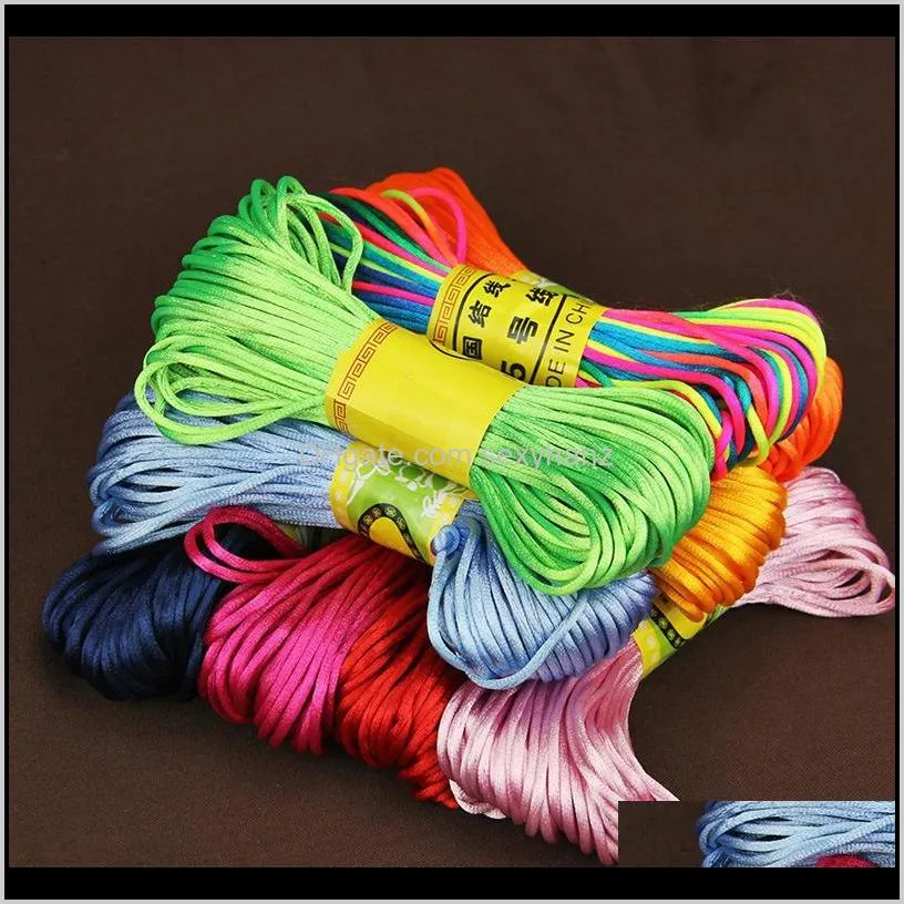 20 Meters Rattail Satin Cord Nylon Macrame Braiding String Knitting Rope Chinese Knot Cord Knot RATTAIL Thread Synthetic Silk