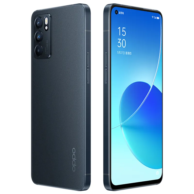 オリジナルのOPPO RENO 6 5G携帯電話8GB RAM 128GB ROM MTK Dimense 900オクタコア64.0MP OTG 4300mah Android 6.43 "Amoledフルスクリーン指紋IDフェイススマート携帯電話