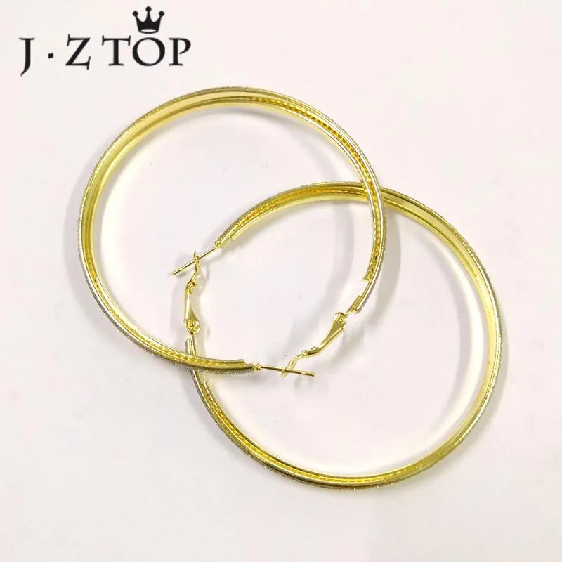 Hoop Huggie Jztop Bohemian Gold Color Sequined Big Earrings Woman Sexig Metal Circle Geometric Punk Earring Female Statement smycken